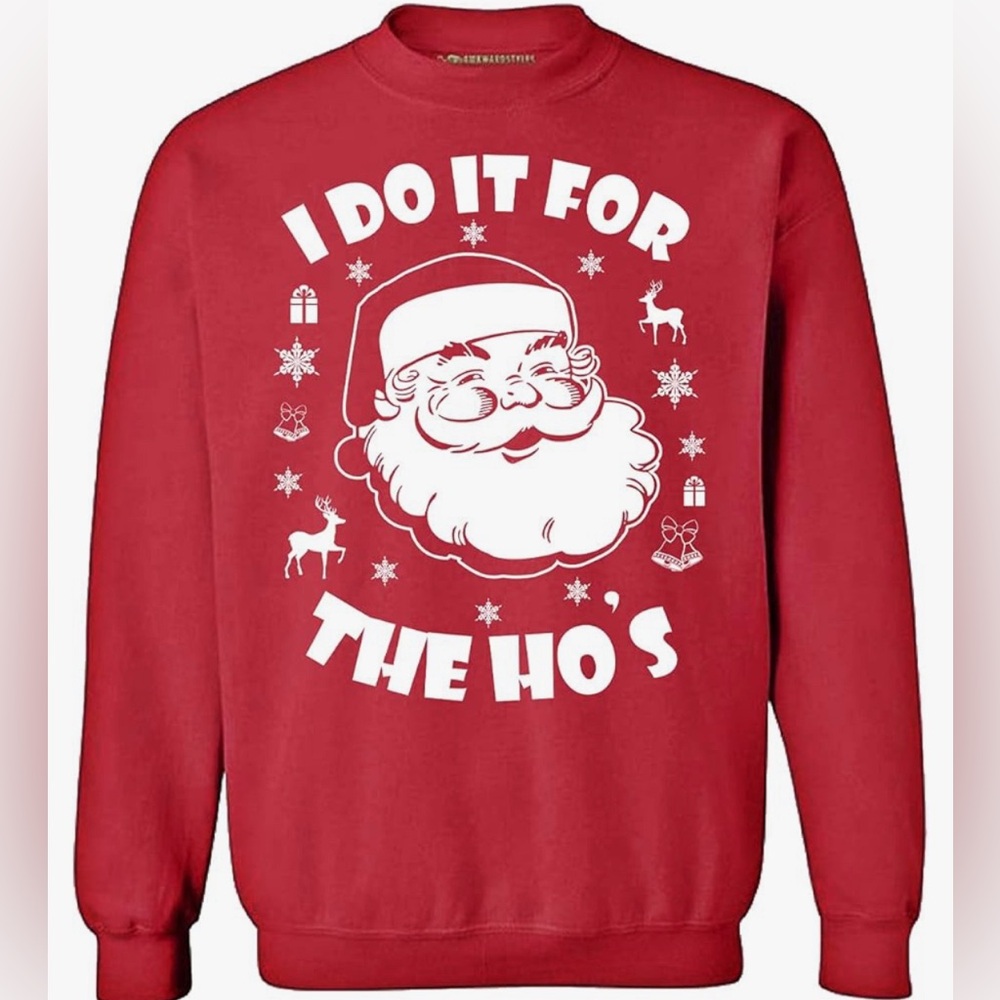 Mens Ugly Christmas Sweatshirt‎ Size XL Pullover Crew Funny Graphic Parody Red